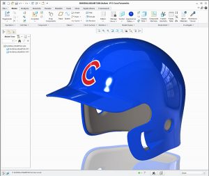 Chicago Cubs batting helmet created using Creo Surfacing