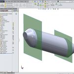 Solidworks Top down design master model showing the green transparent delineation surfaces