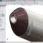 Motorcycle Exhaust created using Solidworks top down design tools
