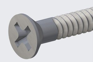 Creo Phillips head screw where the Solid cut goes up to a revolved surface